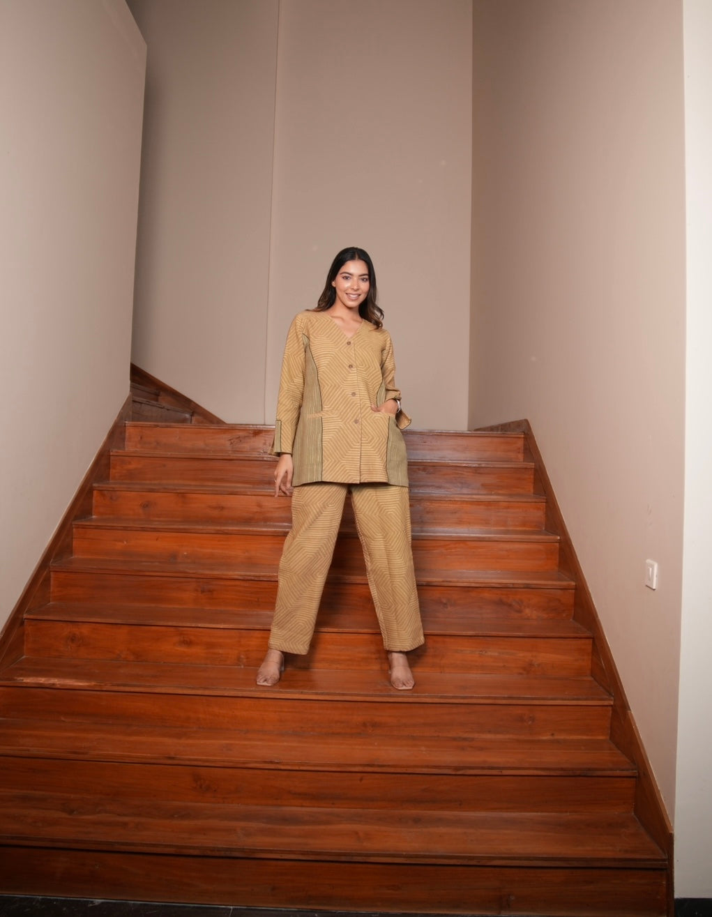 Mustard Jacquard Cotton Set