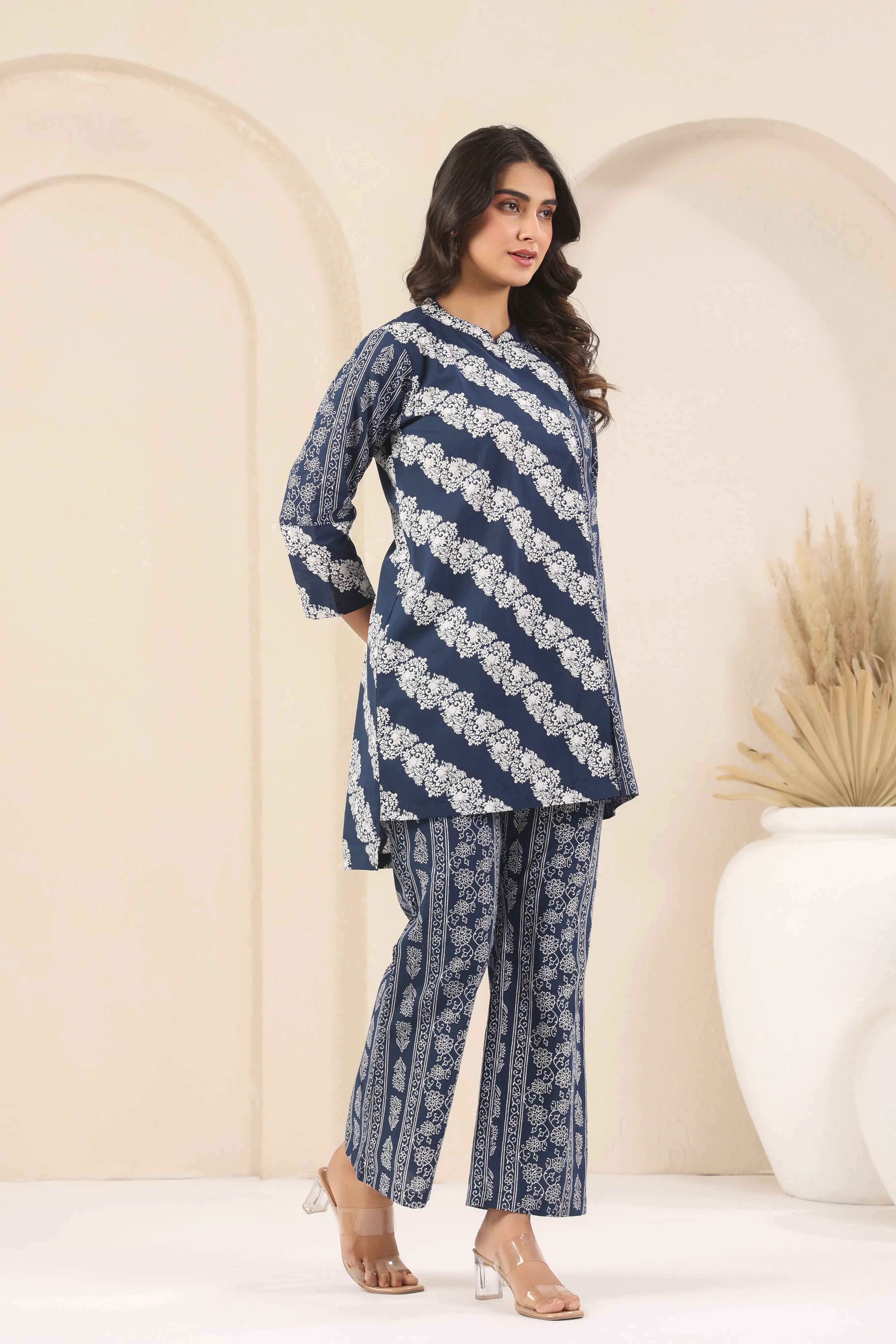 Navy Blue Angrakha Co-Ord Set - Visramaa