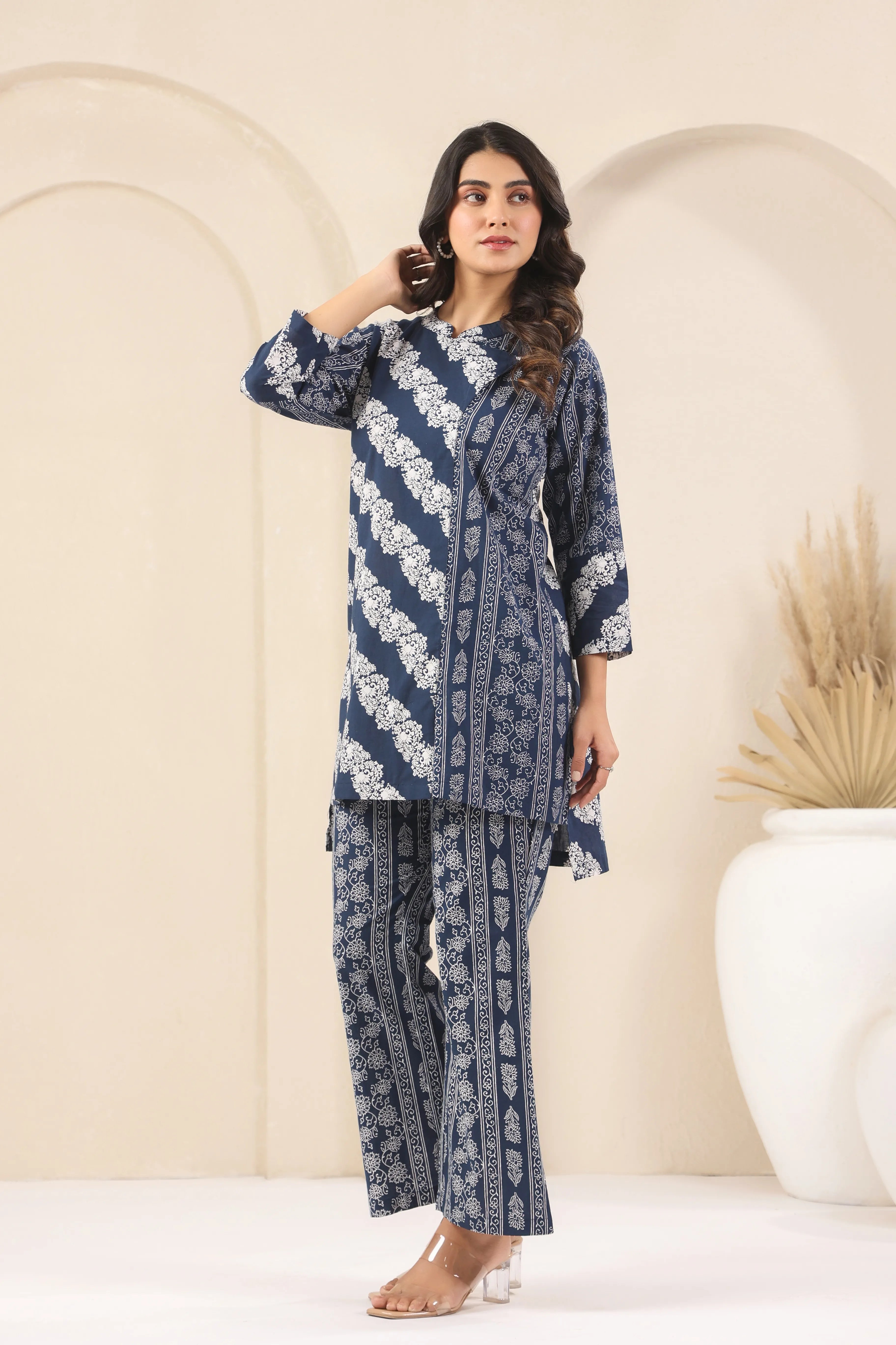 Navy Blue Angrakha Co-Ord Set - Visramaa