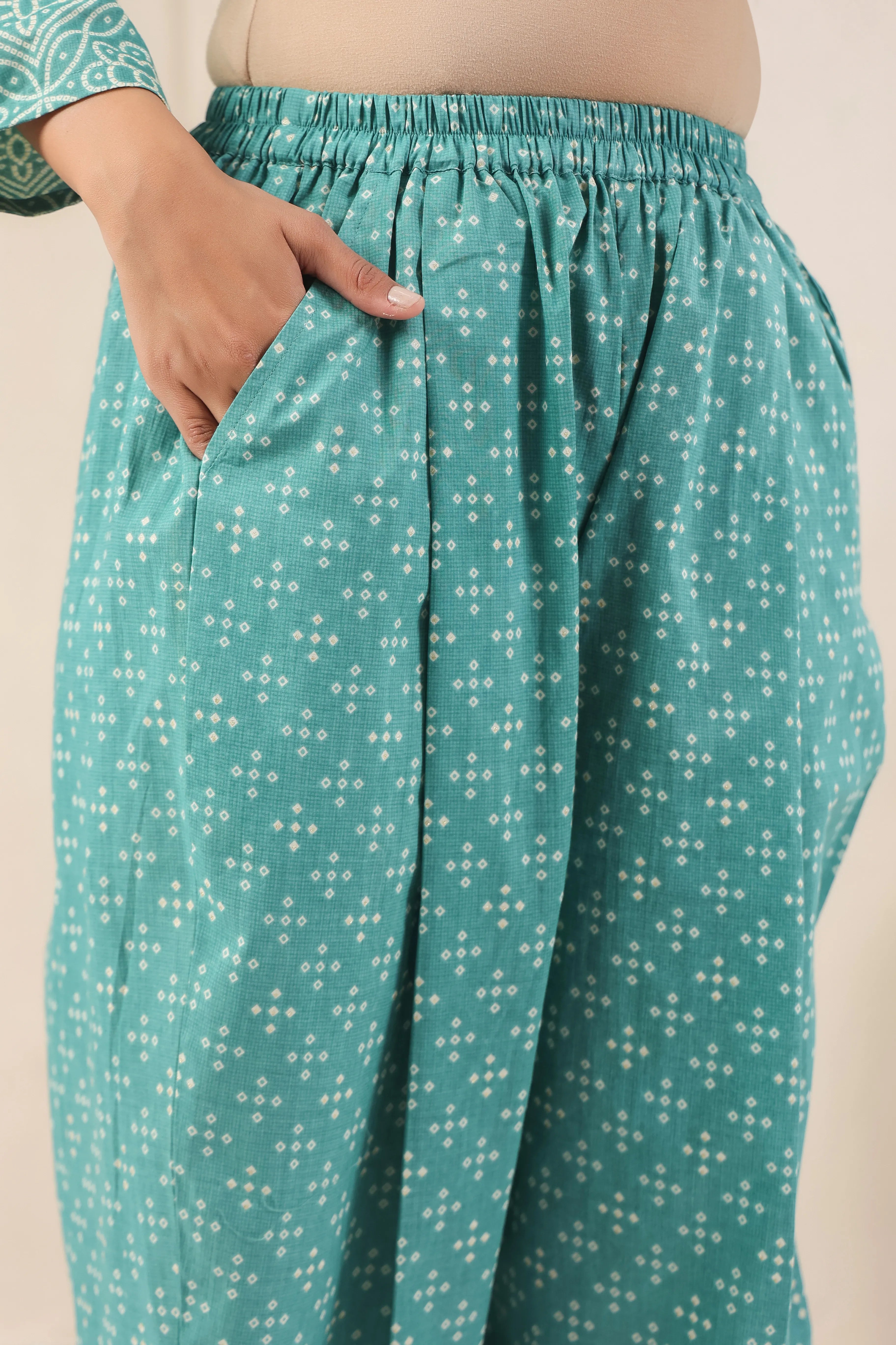 Teal Blue Bandhani Print Co-Ord Set - Visramaa