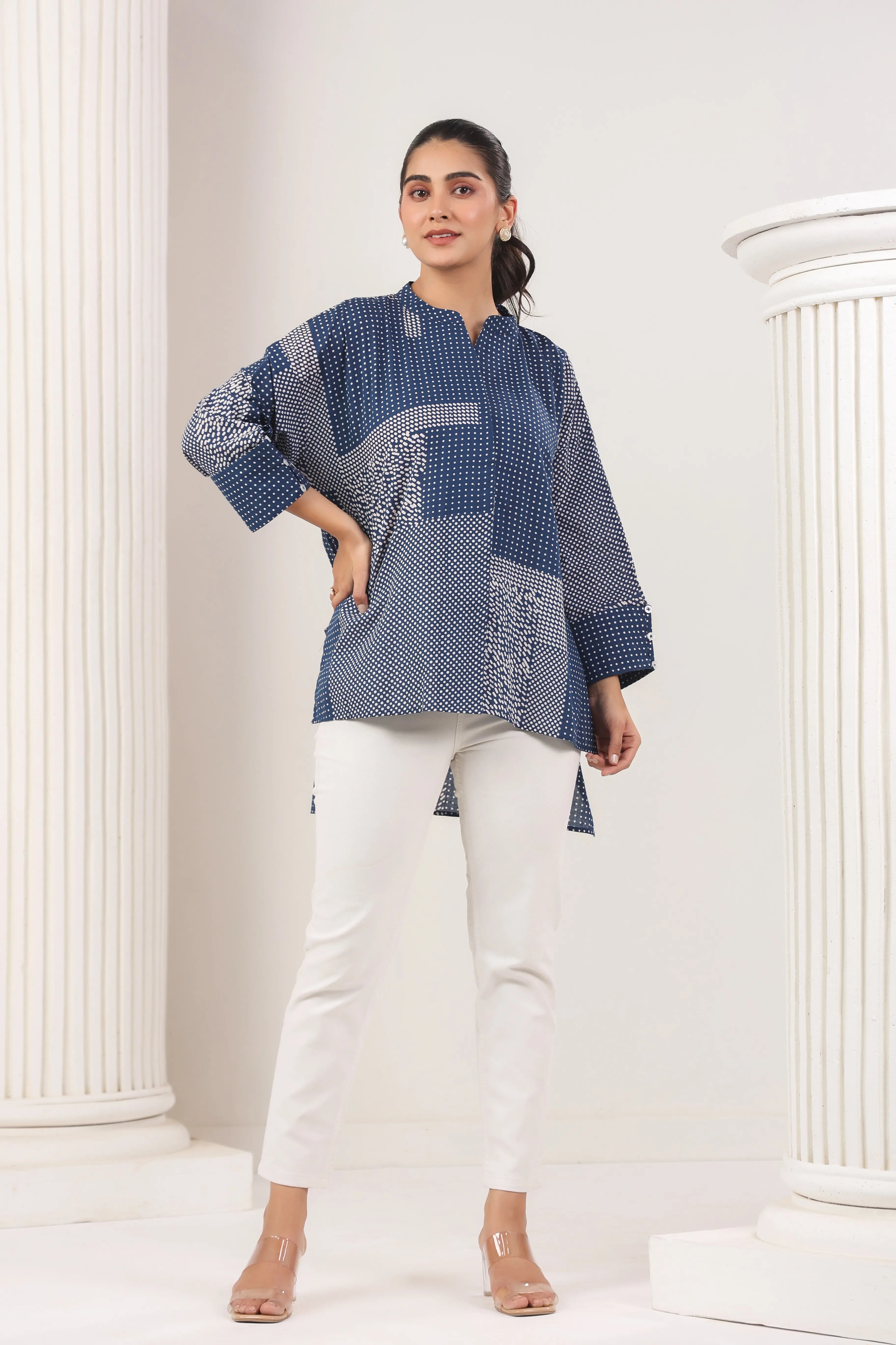 Navy Blue & Gray Antifit Shirt - Visramaa