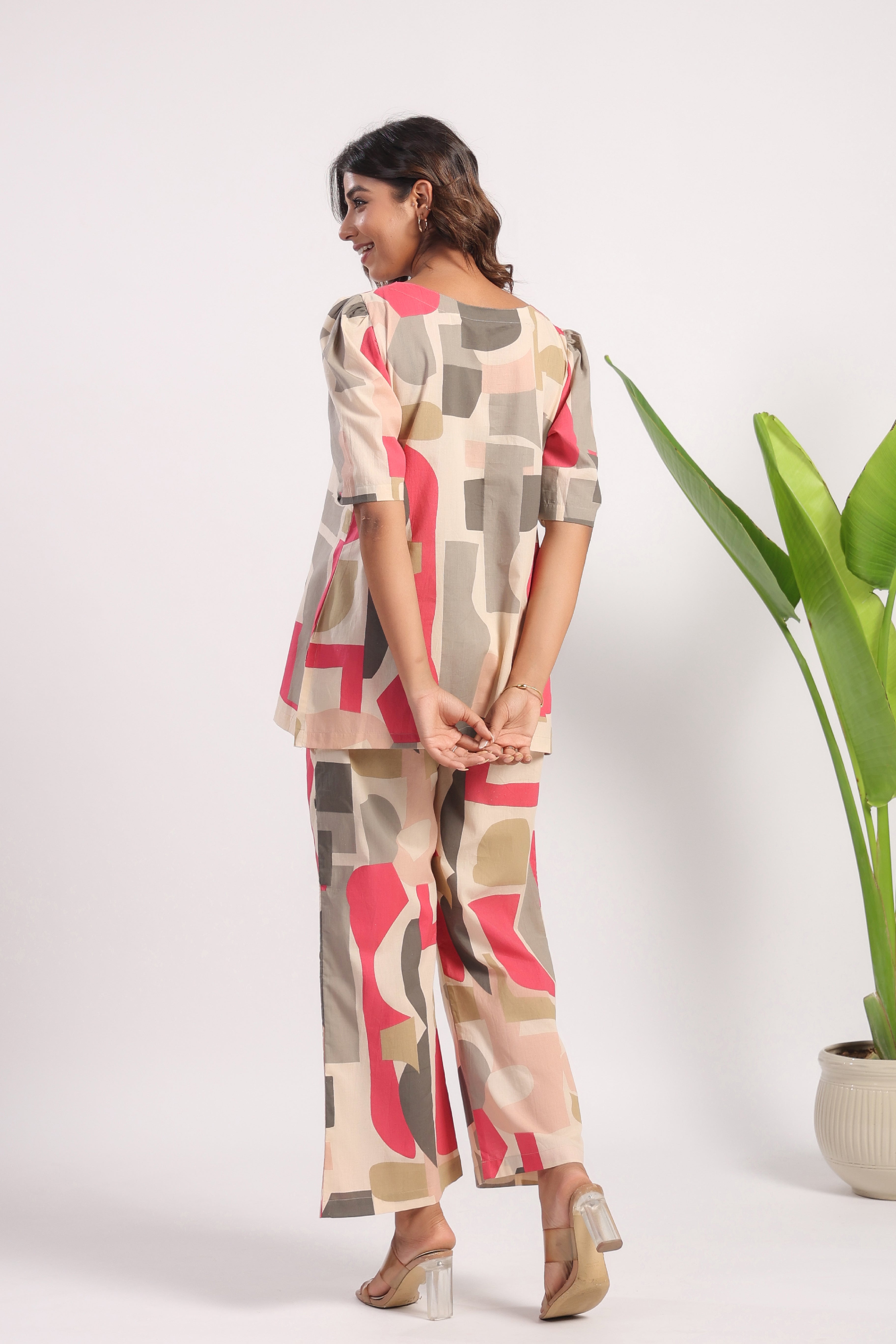 Geometrical Print  cotton coord set