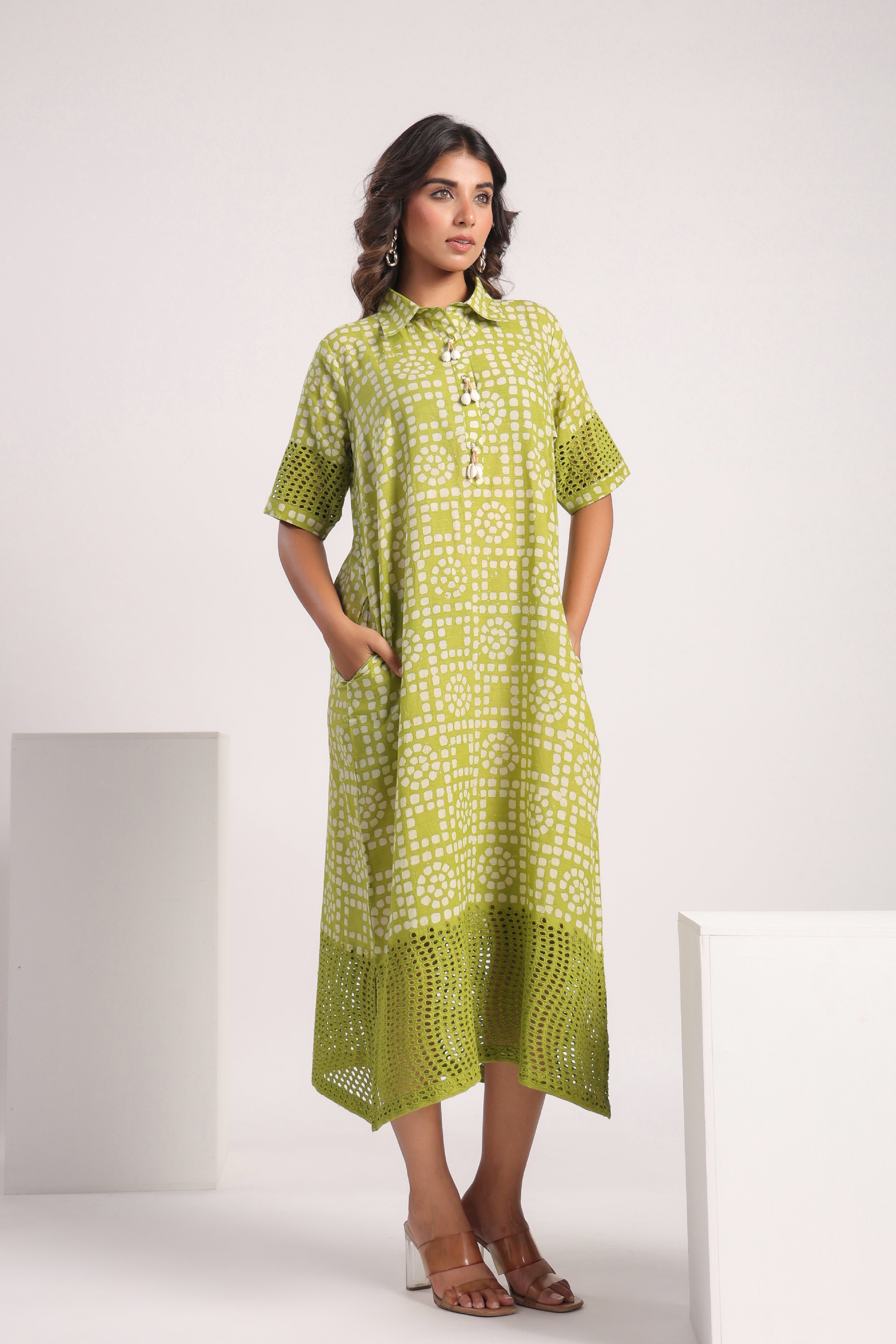 Green cotton dress