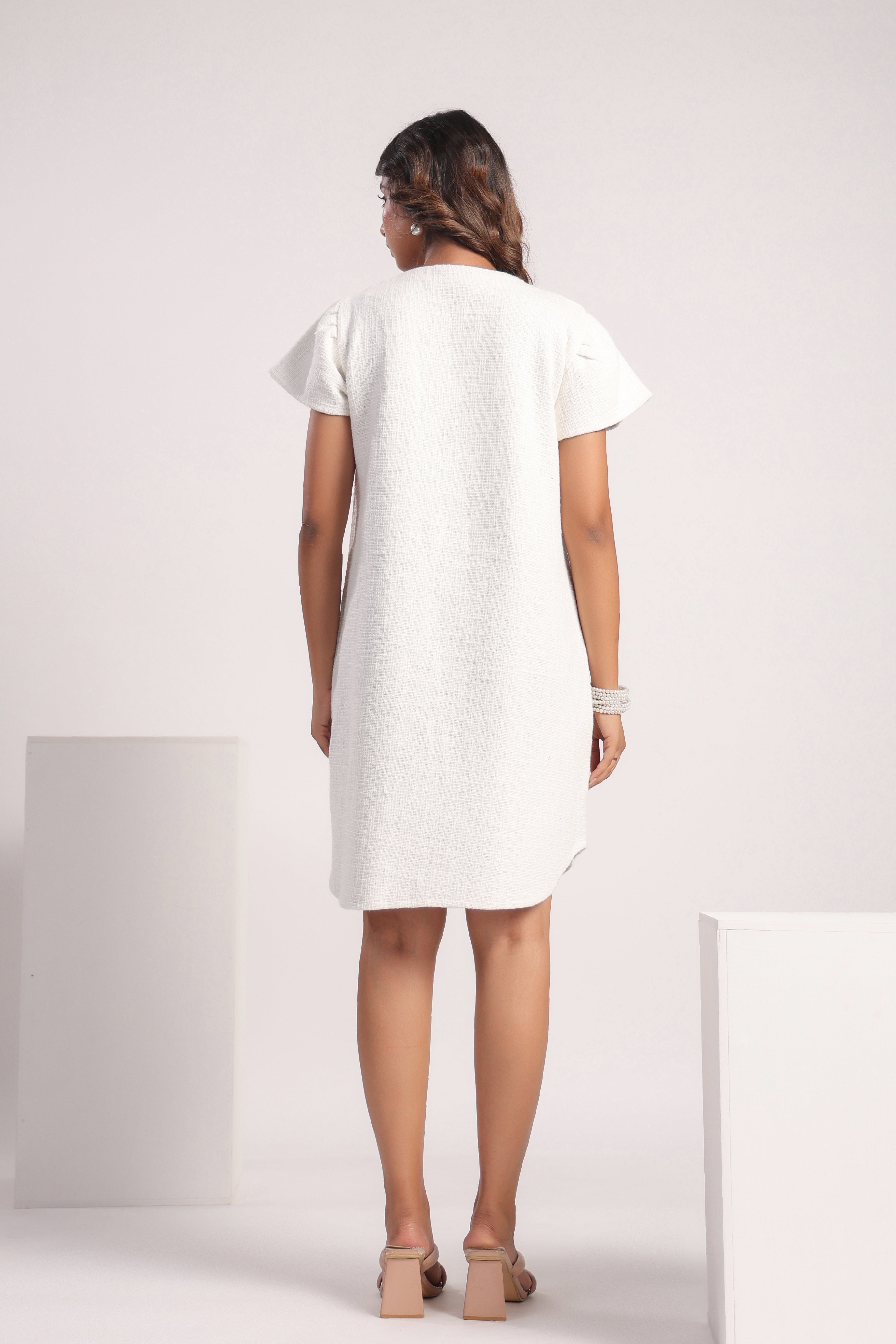 White jute cotton dress