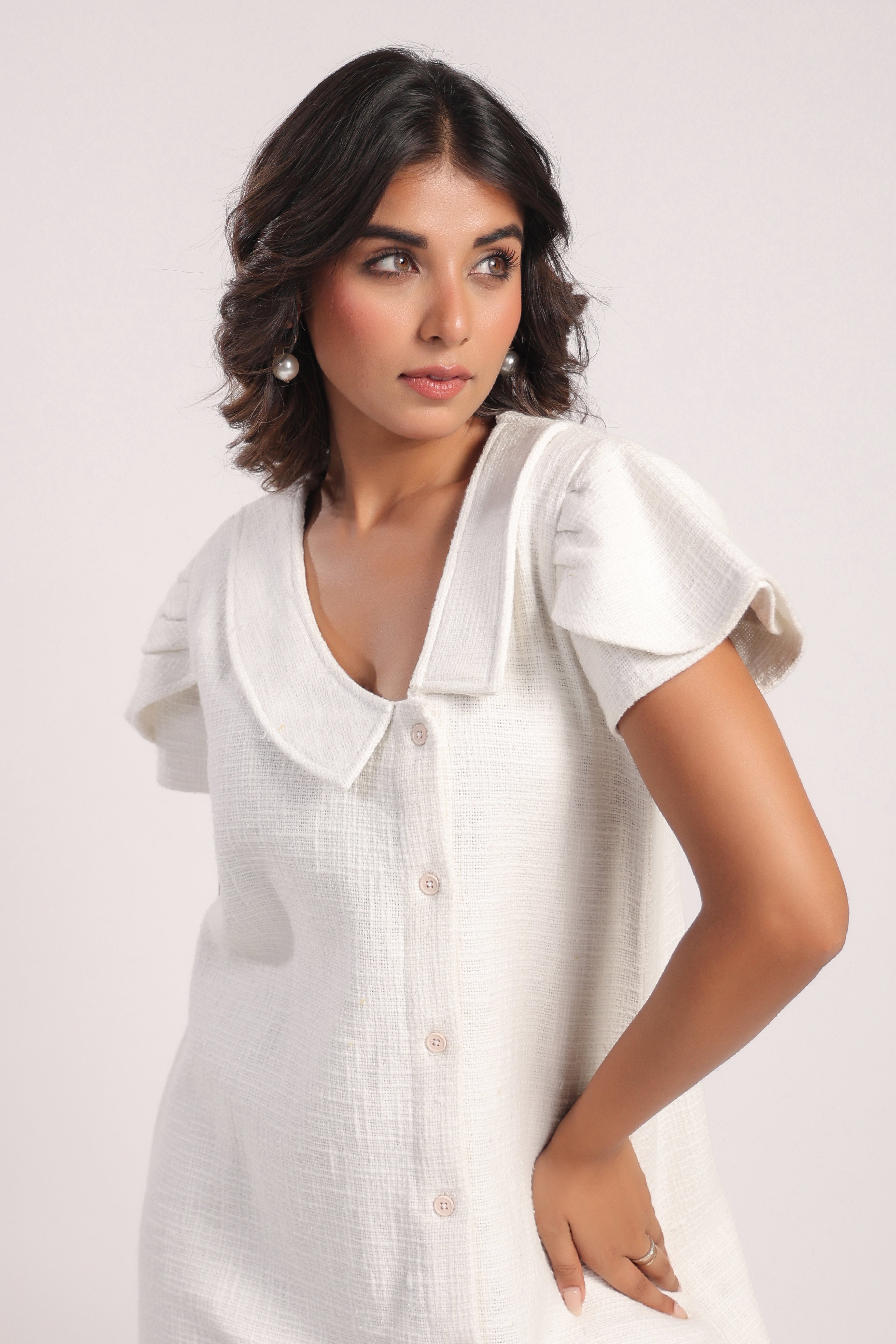 White jute cotton dress