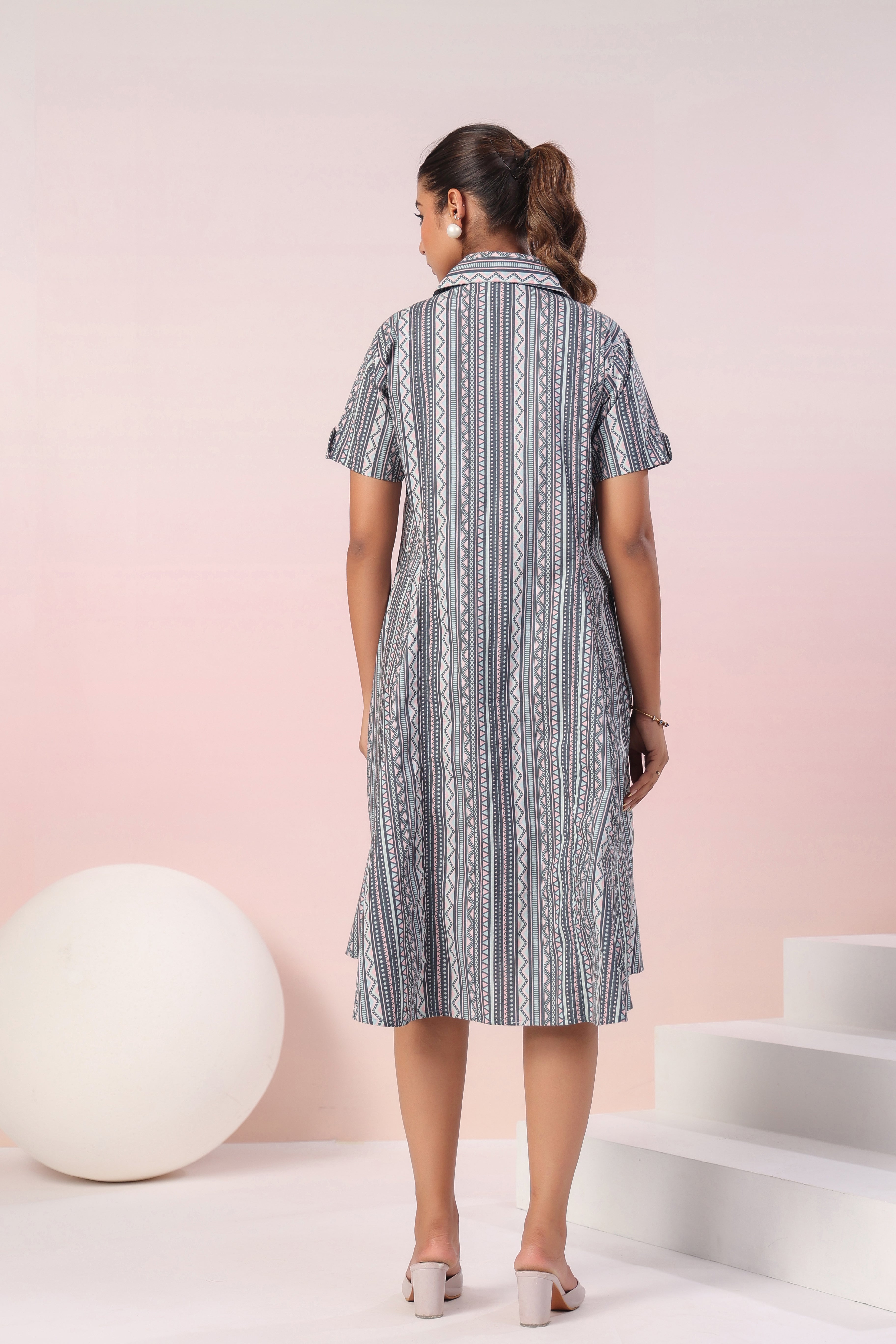 Grey cotton poplin dress