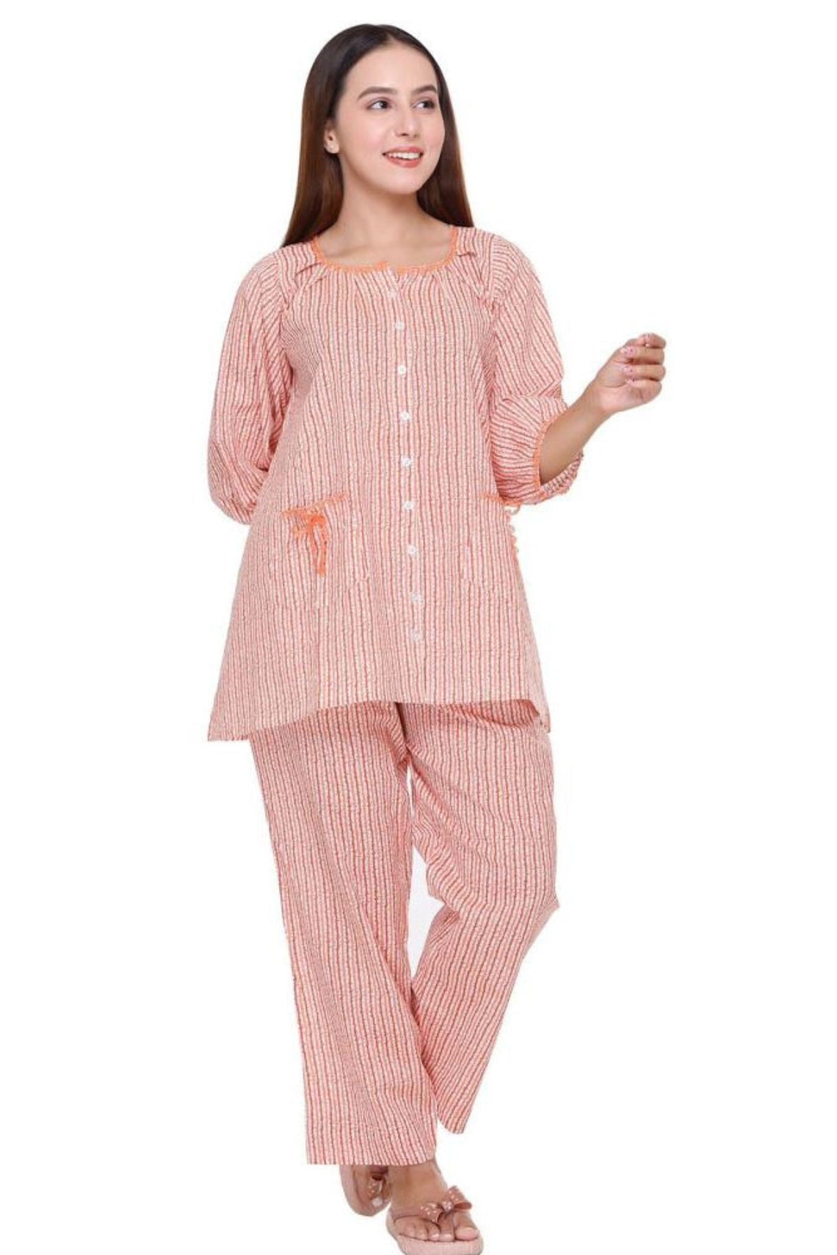 Orange Stripes Nightsuit