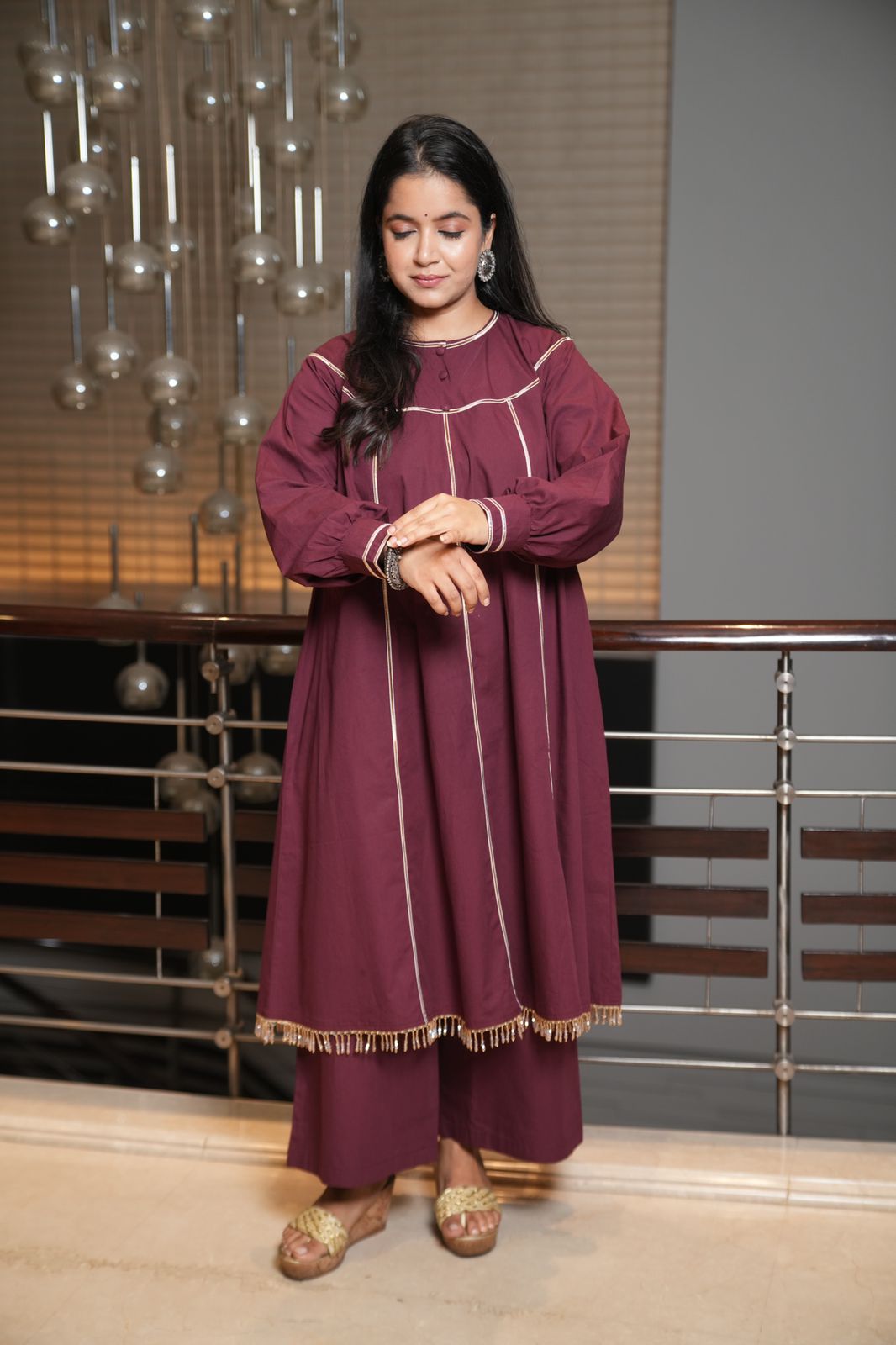 Maroon chanderi cotton