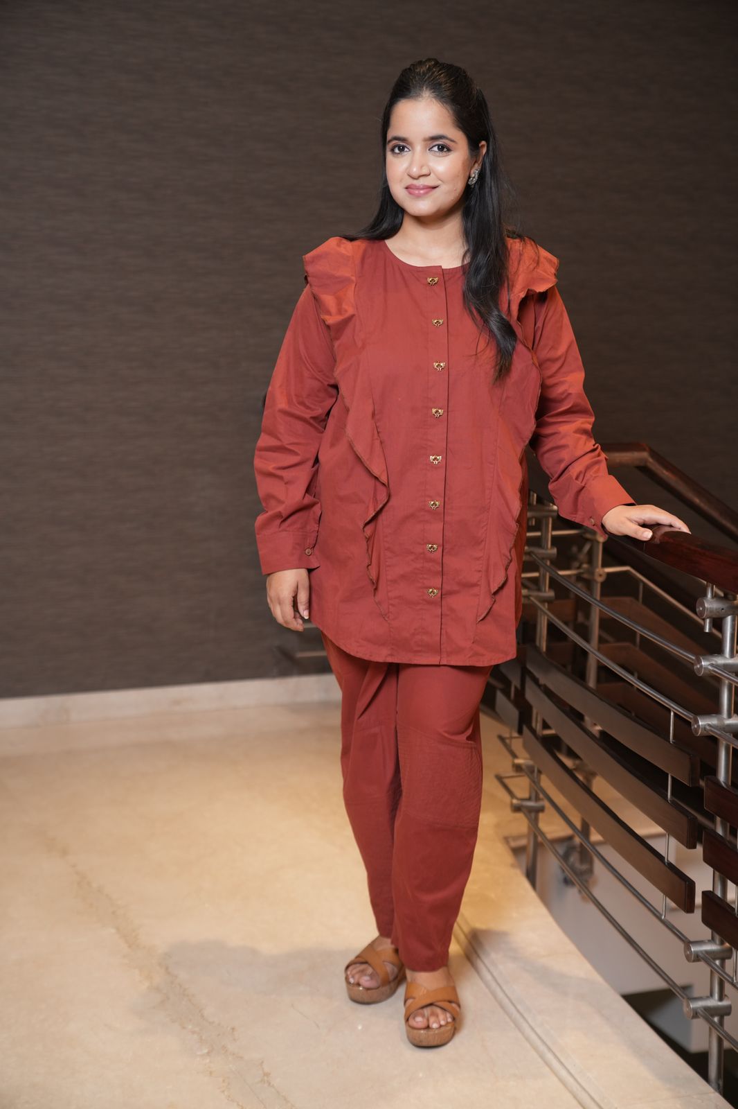 Rust cotton poplin set